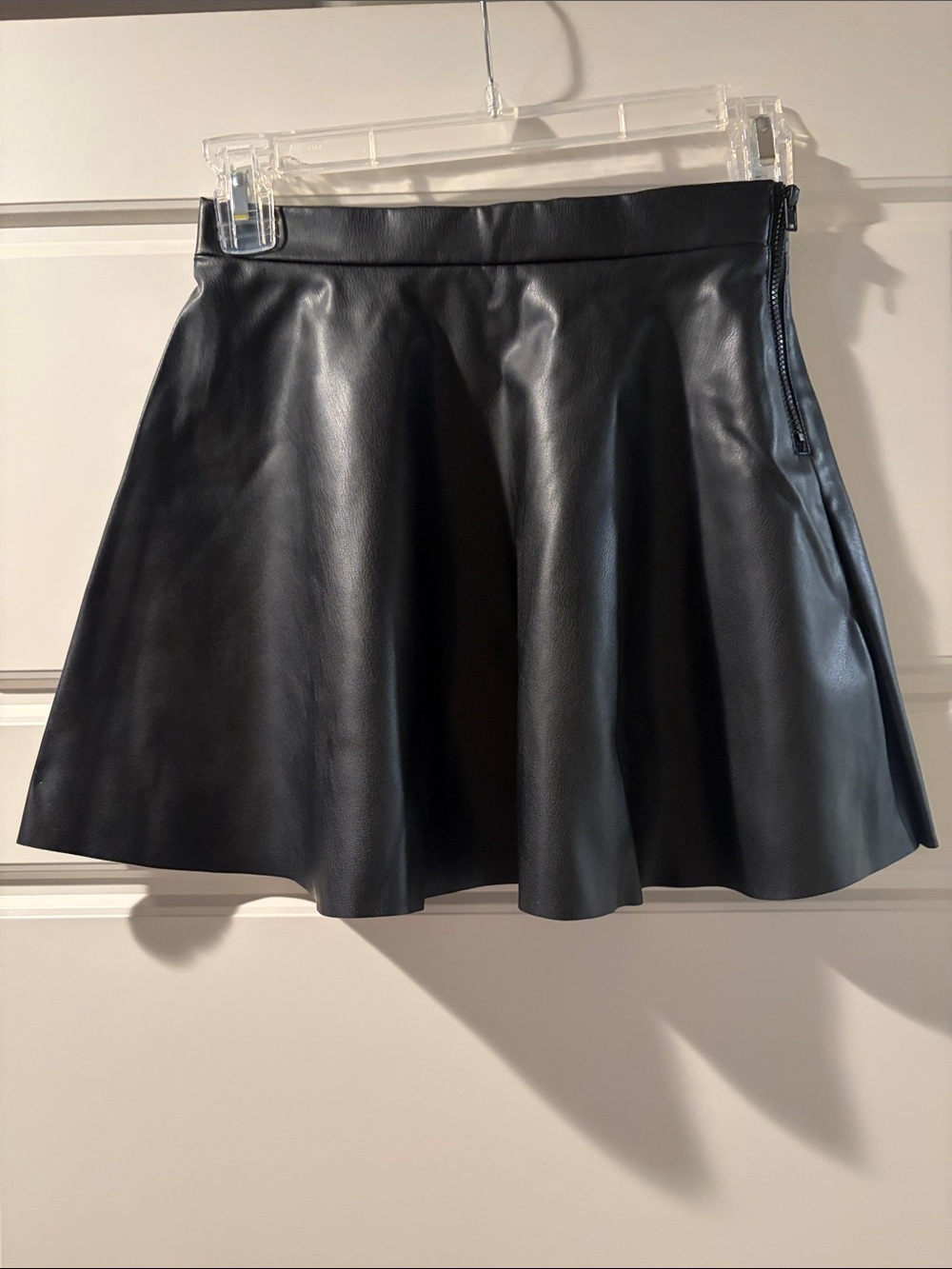 Kids H&M Black Faux Leather Flared Skirt - Size 10